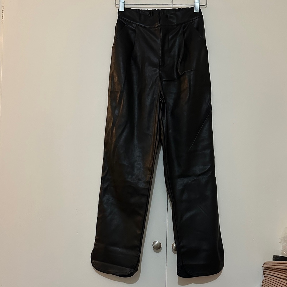 NWT Bishop + Young Maya Vegan Leather Black Pants High Rise Size XS